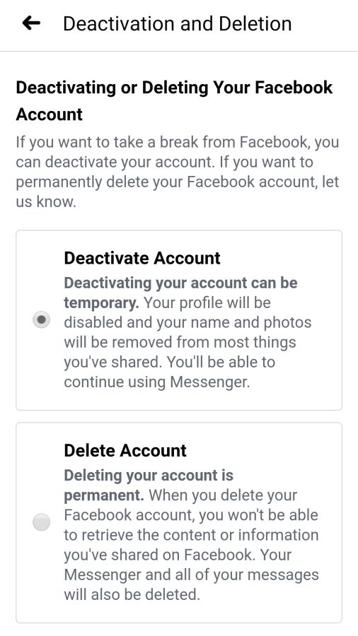 Anonymous FB stories account deactivation